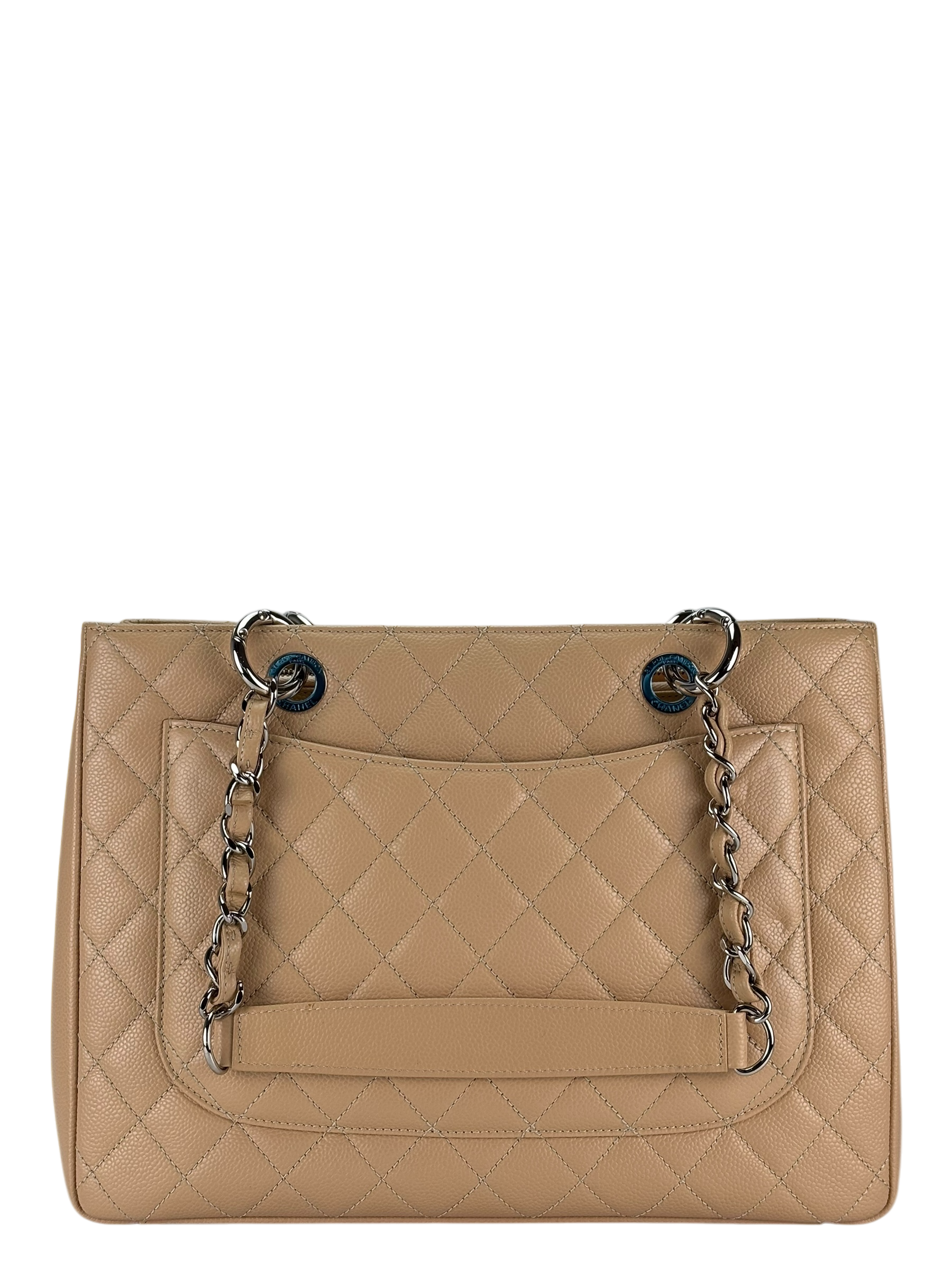 CHANEL - Beige Caviar Quilted Grand Shopping Tote GST Gold Hardware