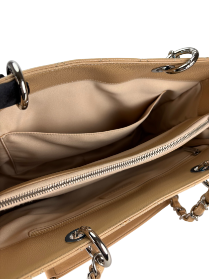 CHANEL - Beige Caviar Quilted Grand Shopping Tote GST Gold Hardware