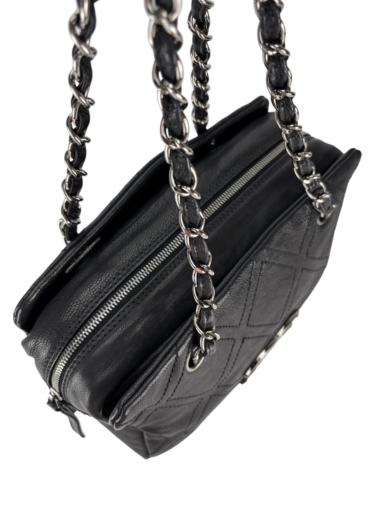 CHANEL - Calfskin Small Diamond Stitch Tote Black