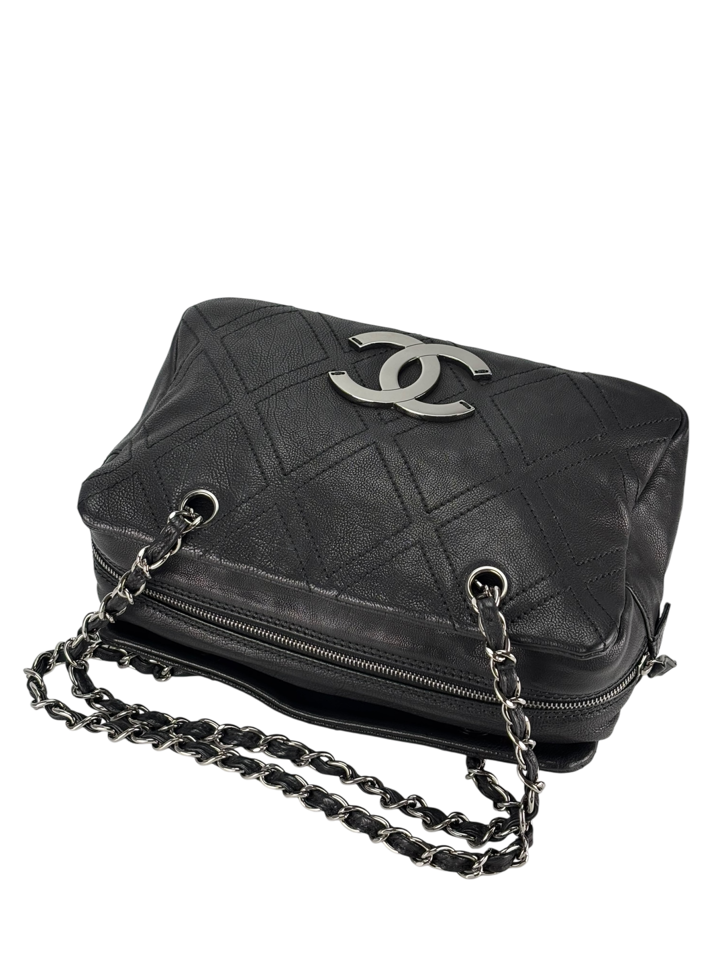 CHANEL - Calfskin Small Diamond Stitch Tote Black
