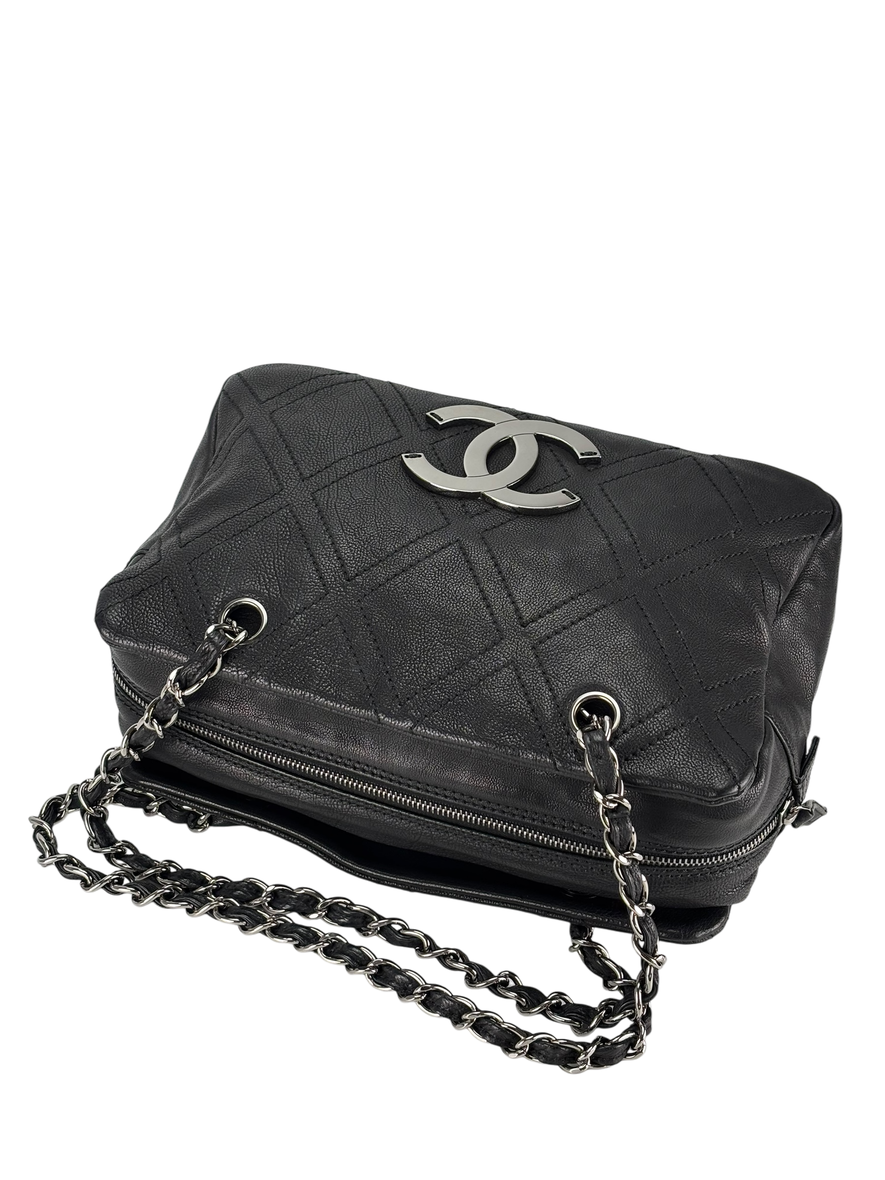 CHANEL - Calfskin Small Diamond Stitch Tote Black