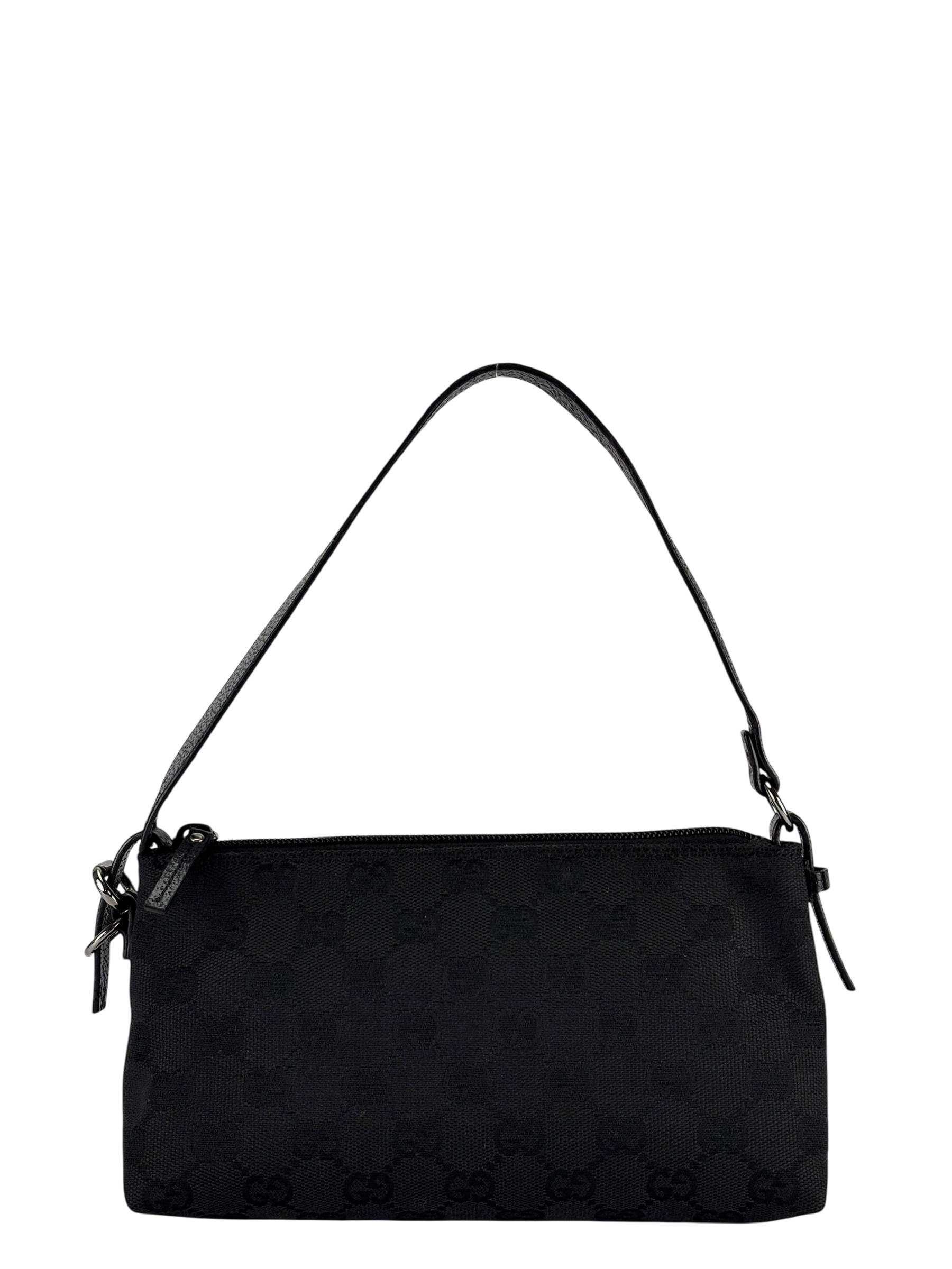 GUCCI - Black GG Canvas Shoulder Bag 