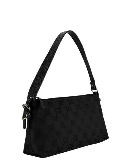 GUCCI - Black GG Canvas Shoulder Bag 