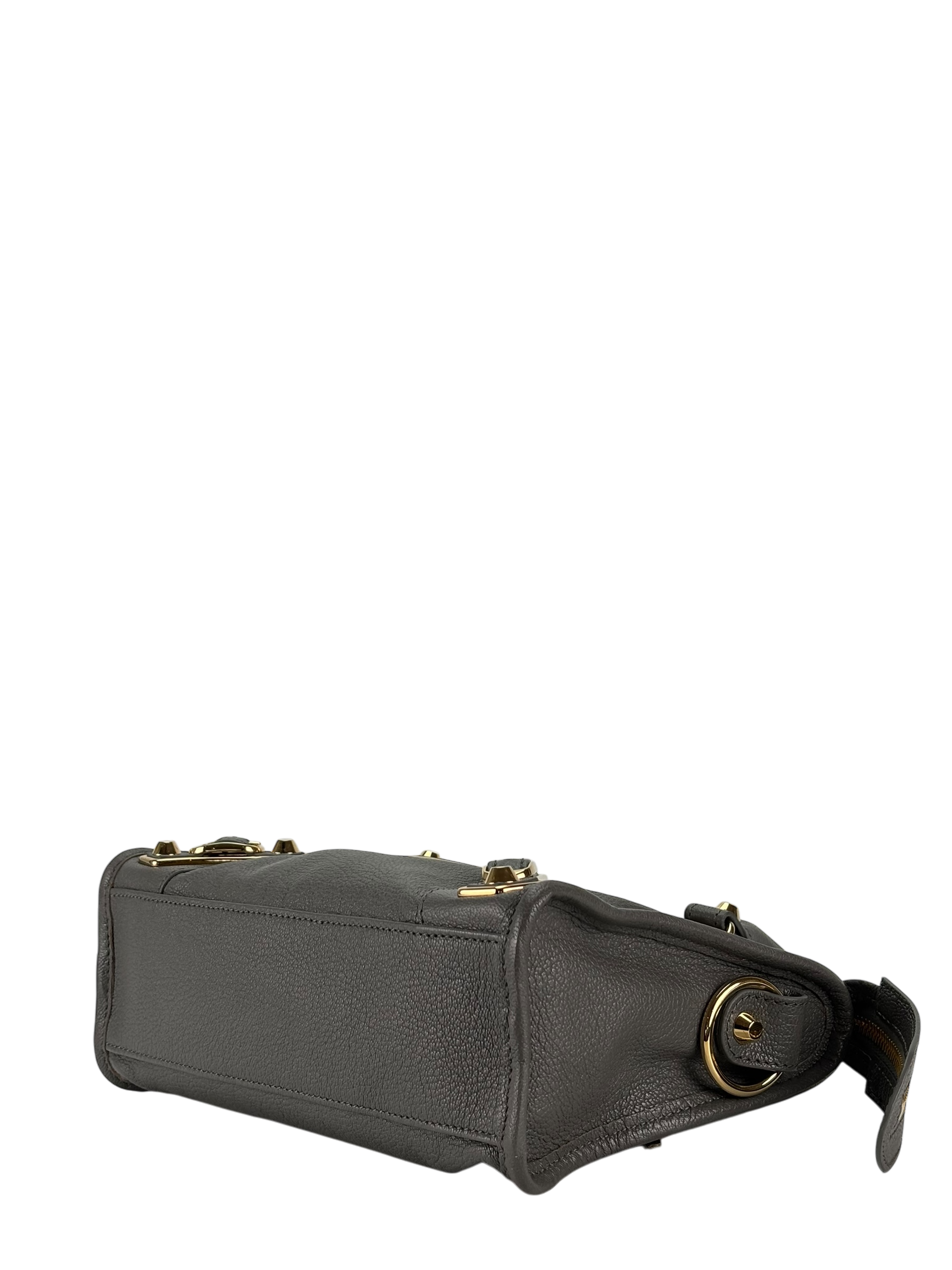 BALENCIAGA - Grey Calfskin Classic City Mini 2way Bag Gold Hardware