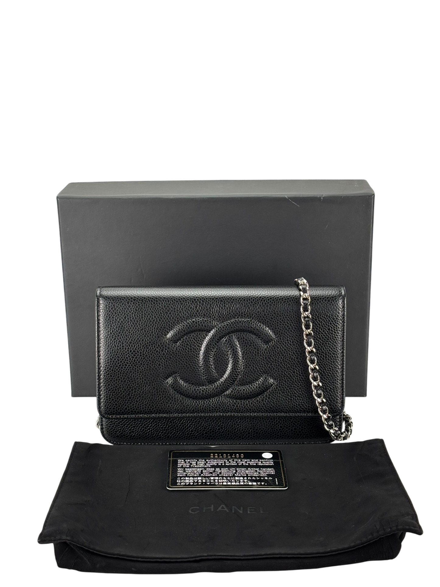 CHANEL - Black Caviar Leather Timeless WOC Clutch Bag