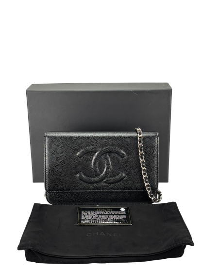 CHANEL - Black Caviar Leather Timeless WOC Clutch Bag