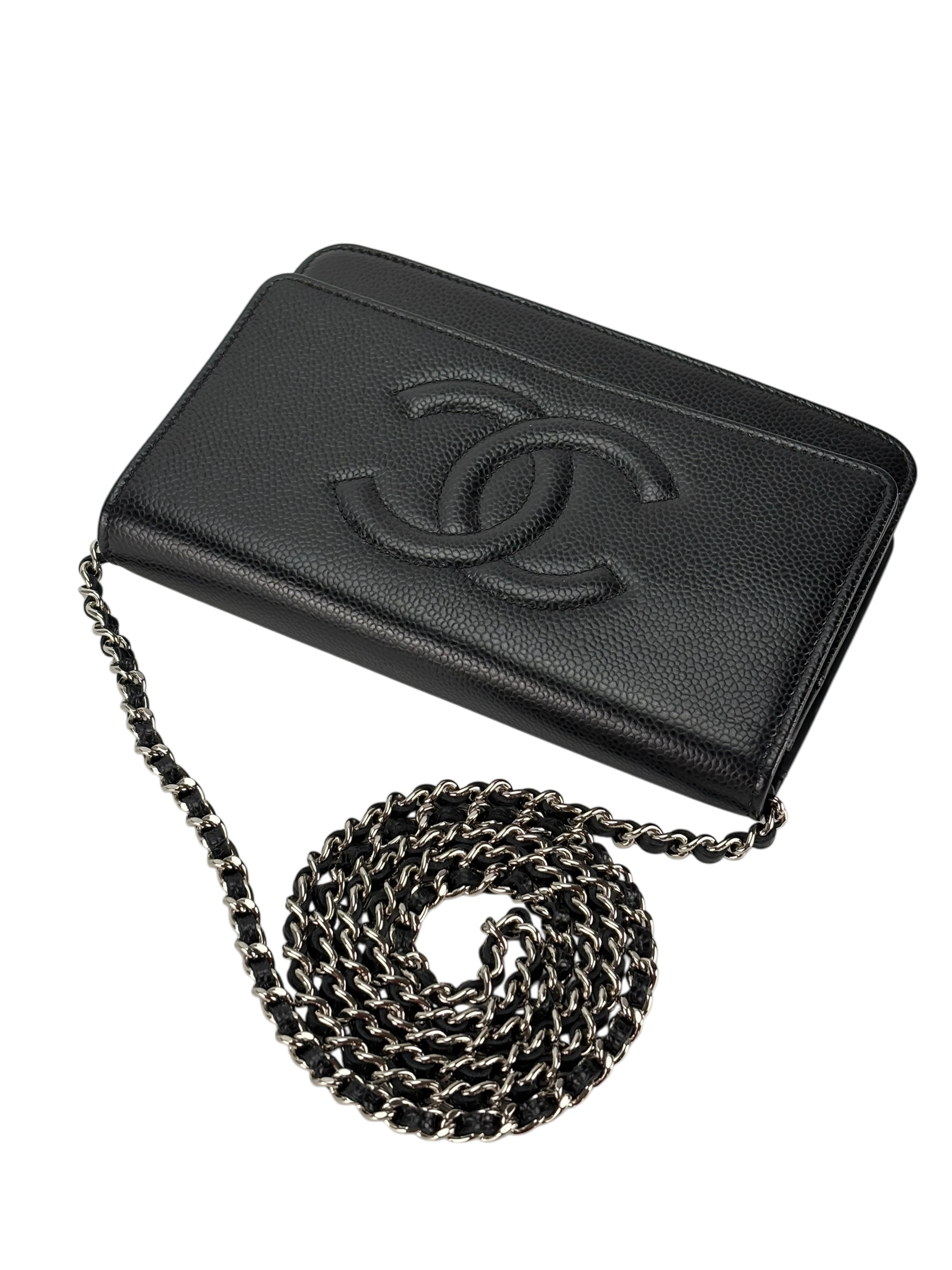 CHANEL - Black Caviar Leather Timeless WOC Clutch Bag