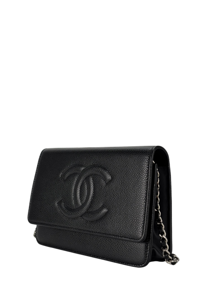 CHANEL - Black Caviar Leather Timeless WOC Clutch Bag