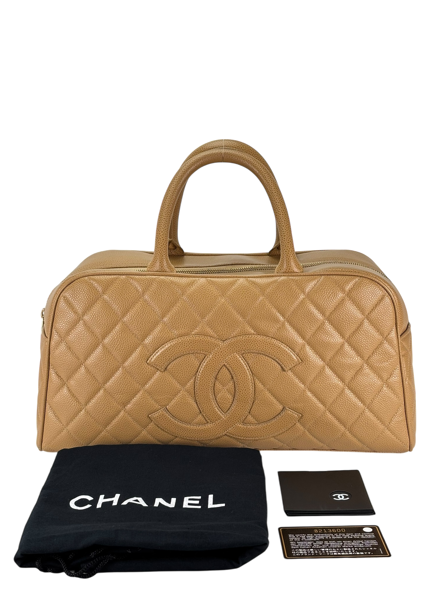 CHANEL - Small Beige Caviar Bowling Hand Bag
