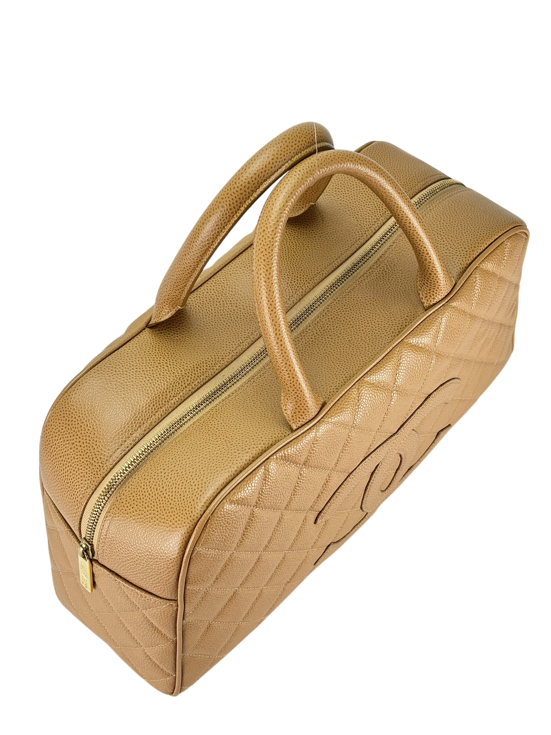 CHANEL - Small Beige Caviar Bowling Hand Bag