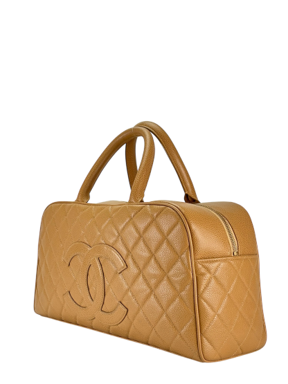 CHANEL - Small Beige Caviar Bowling Hand Bag