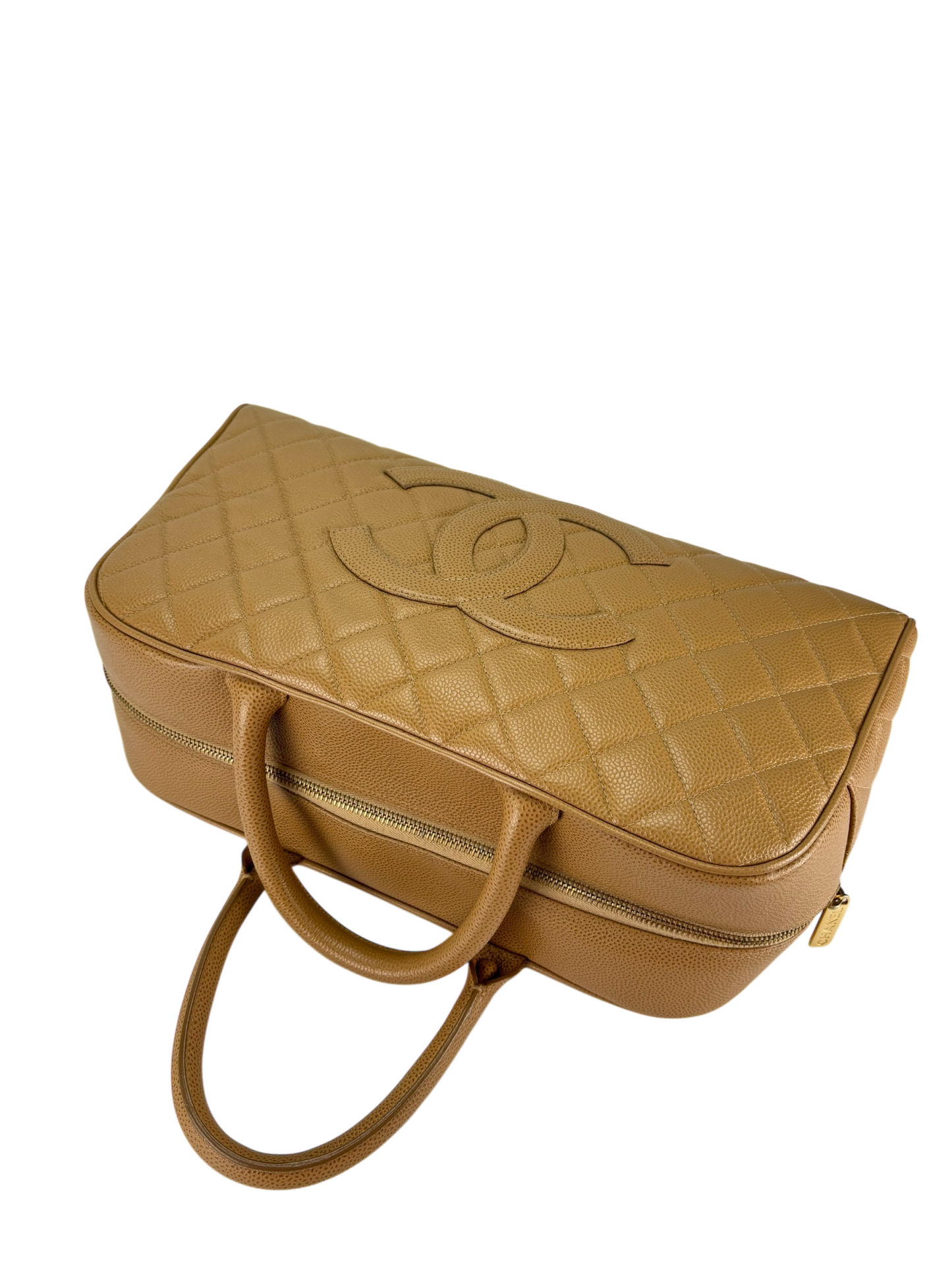 CHANEL - Small Beige Caviar Bowling Hand Bag