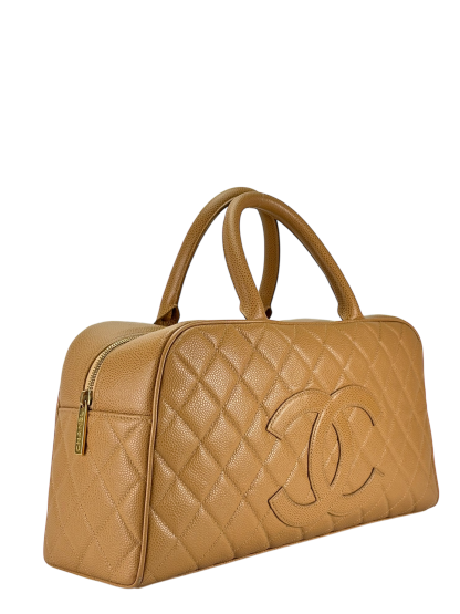 CHANEL - Small Beige Caviar Bowling Hand Bag
