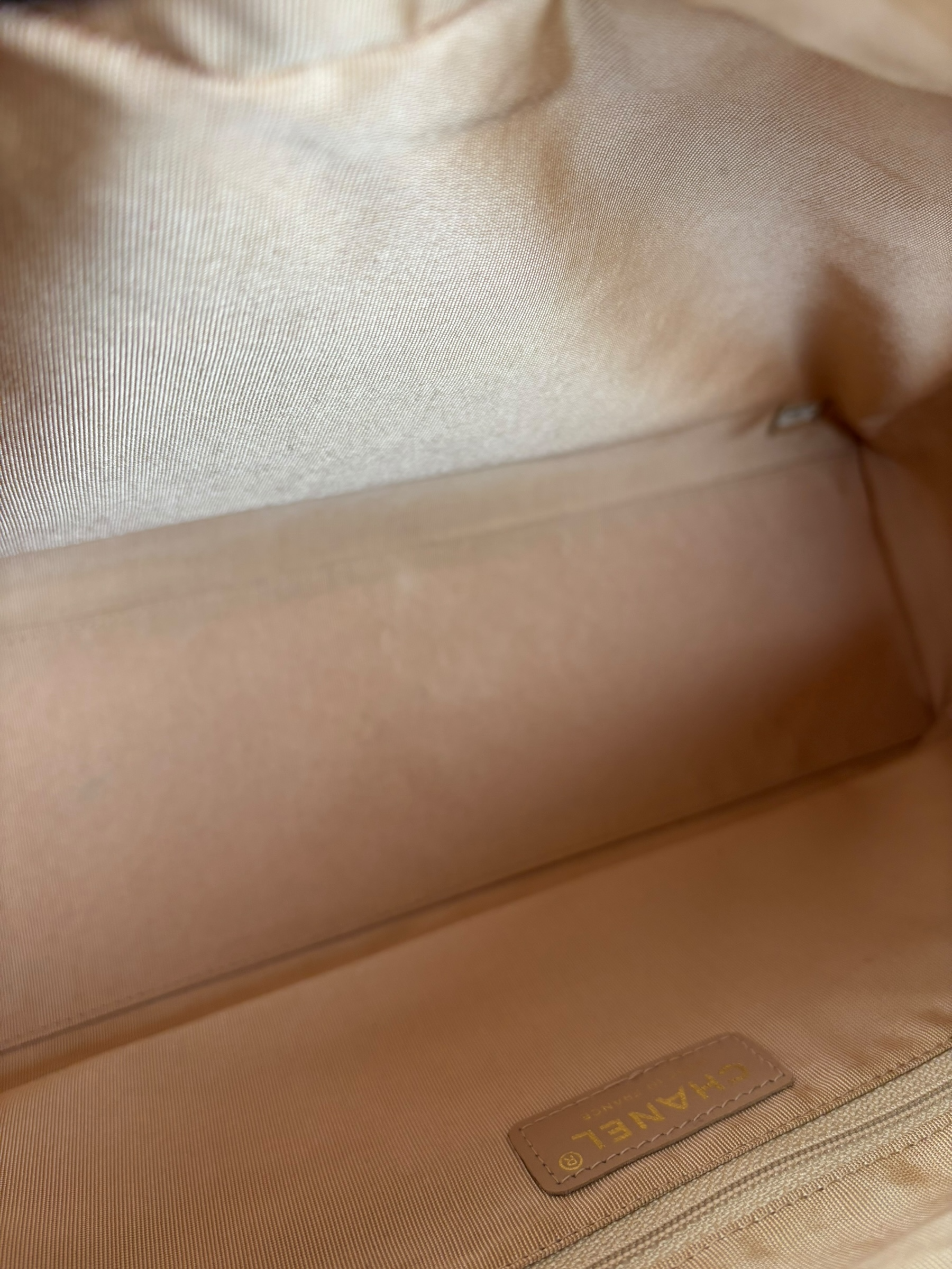 CHANEL - Small Beige Caviar Bowling Hand Bag