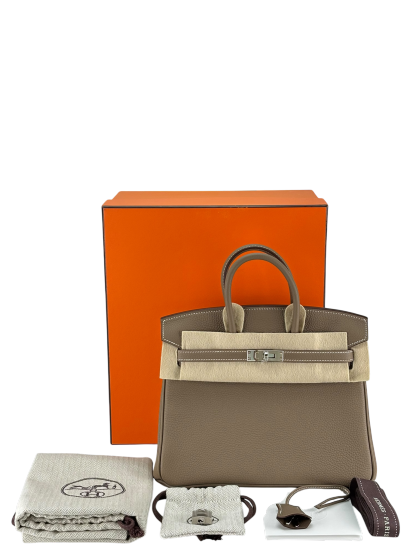 HERMES - Birkin 25 Gold Etoupe Palladium Hardware 