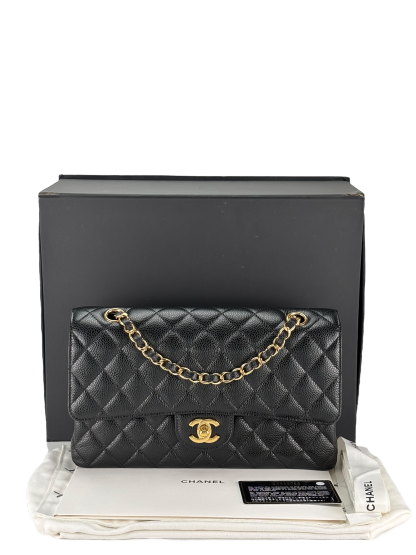 CHANEL - Medium Classic Double Flap Bag Black Caviar Gold Hardware (CF25)