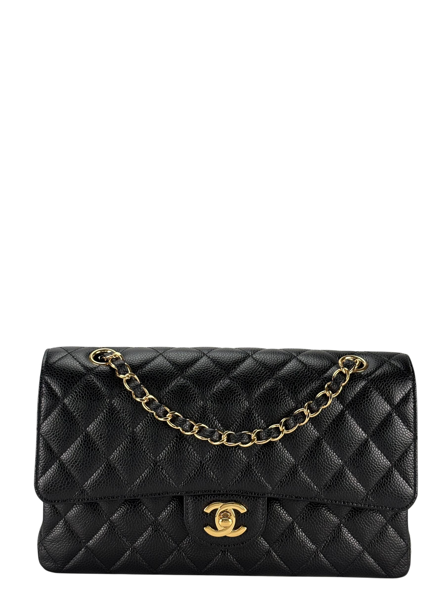 CHANEL - Medium Classic Double Flap Bag Black Caviar Gold Hardware (CF25)