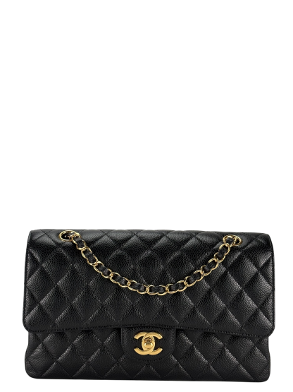 CHANEL - Medium Classic Double Flap Bag Black Caviar Gold Hardware (CF25)