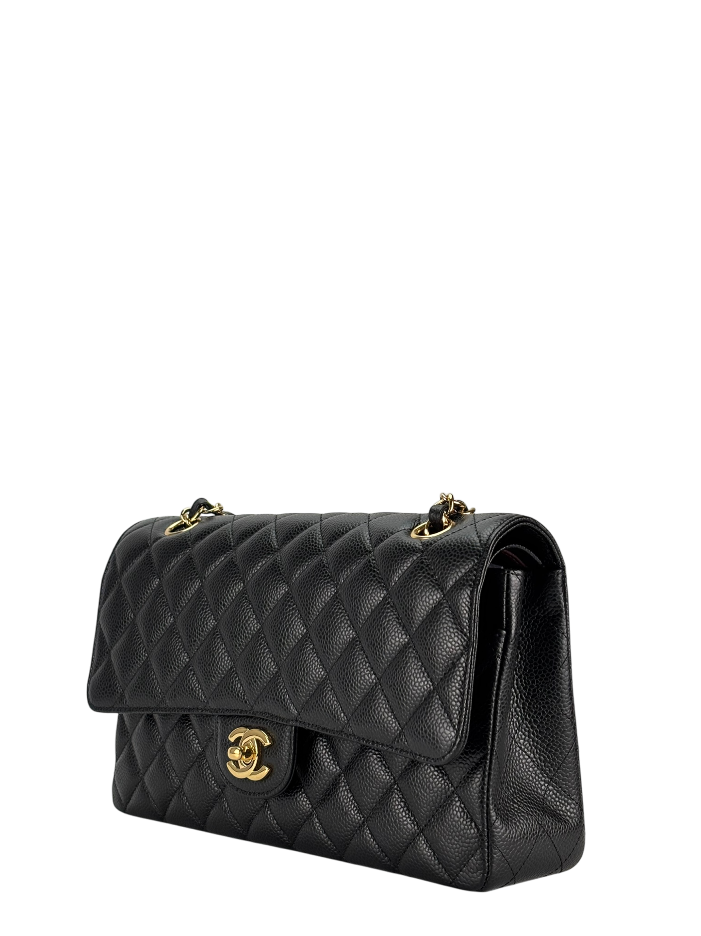 CHANEL - Medium Classic Double Flap Bag Black Caviar Gold Hardware (CF25)