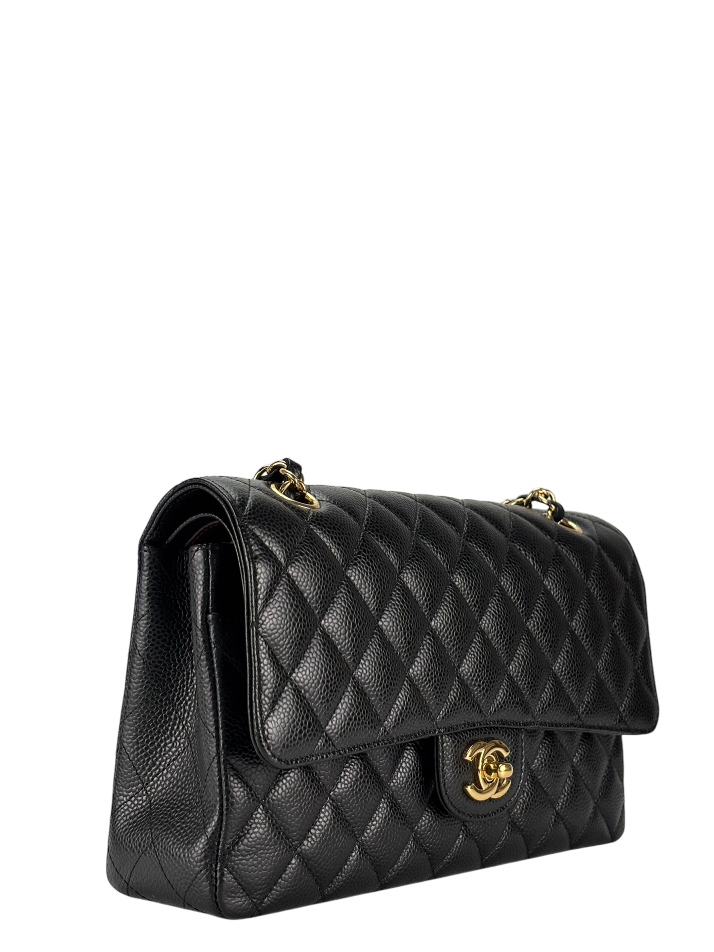 CHANEL - Medium Classic Double Flap Bag Black Caviar Gold Hardware (CF25)