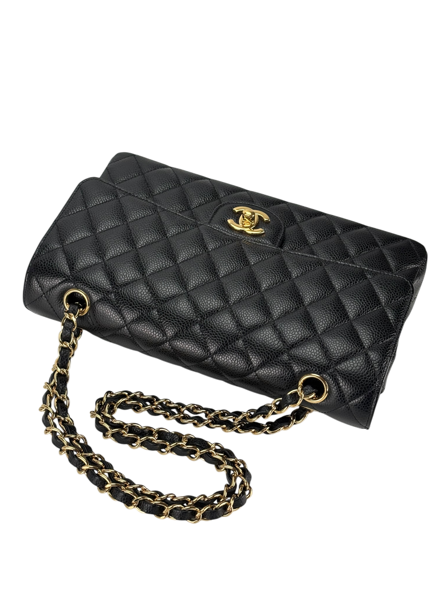 CHANEL - Medium Classic Double Flap Bag Black Caviar Gold Hardware (CF25)