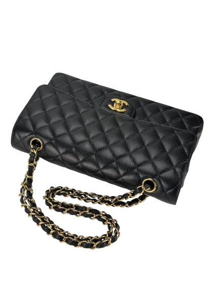 CHANEL - Medium Classic Double Flap Bag Black Caviar Gold Hardware (CF25)