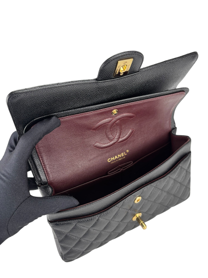 CHANEL - Medium Classic Double Flap Bag Black Caviar Gold Hardware (CF25)