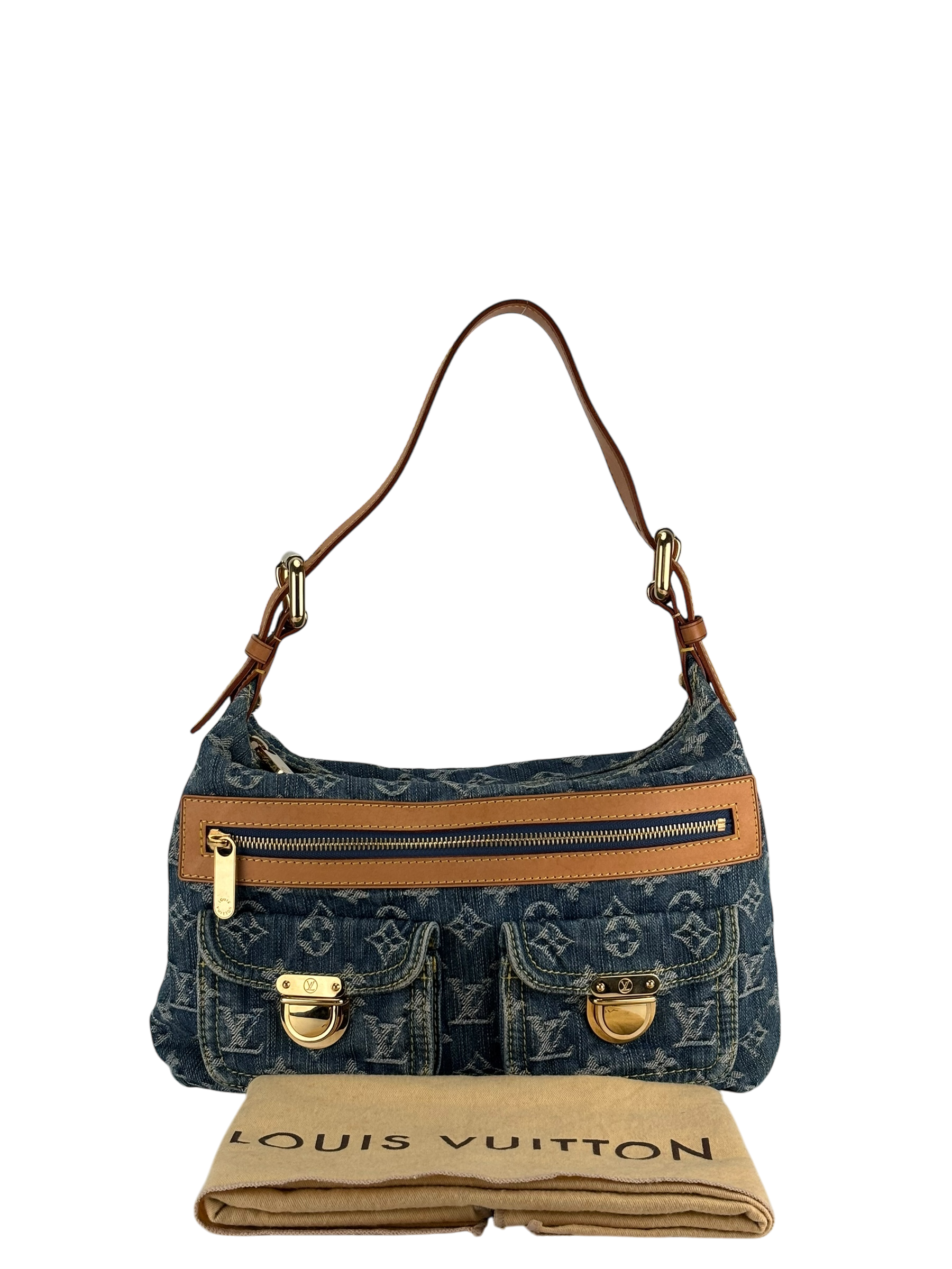 LOUIS VUITTON - Baggy PM Shoulder Bag Handbag Blue Monogram Denim
