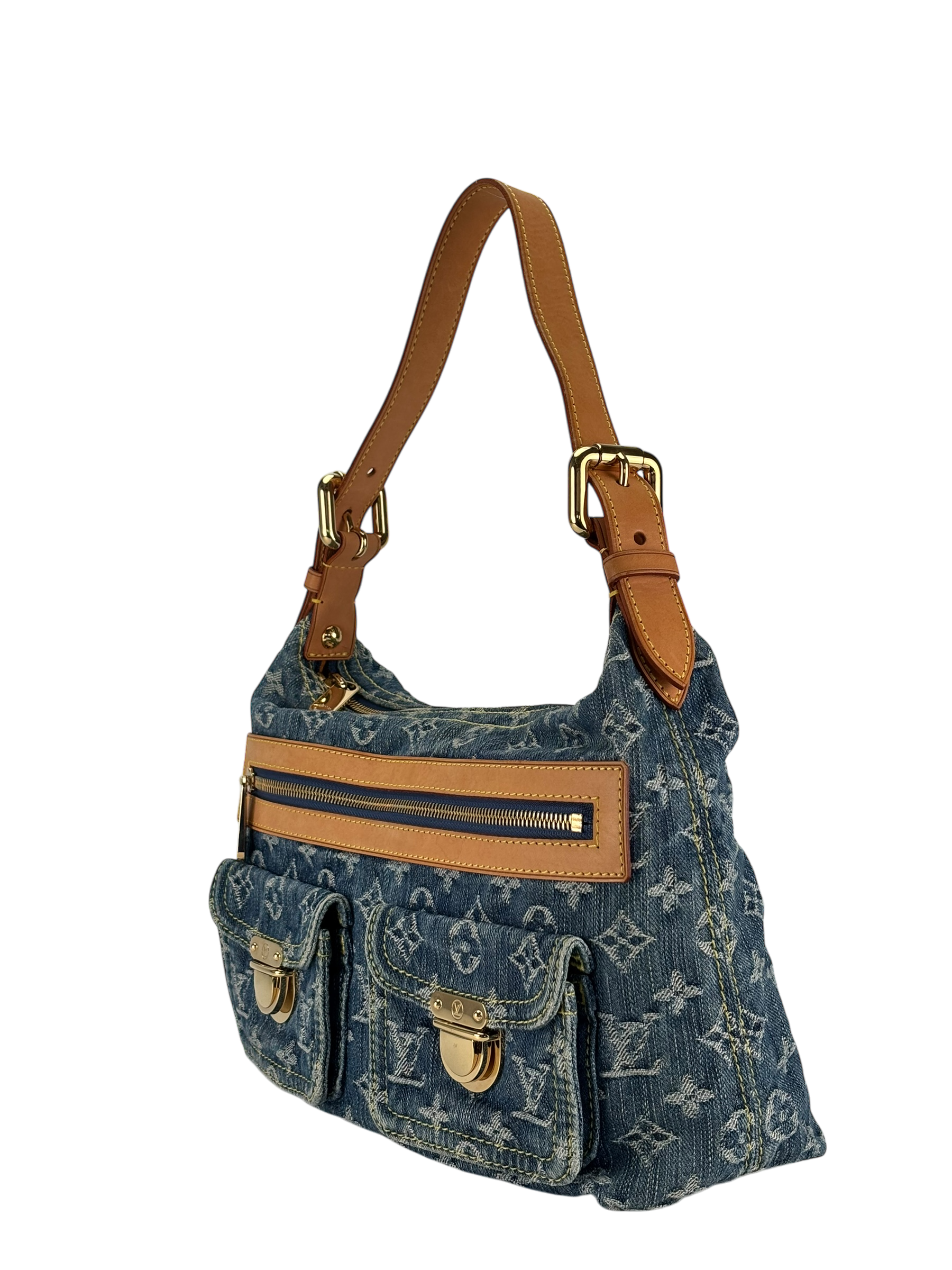 LOUIS VUITTON - Baggy PM Shoulder Bag Handbag Blue Monogram Denim