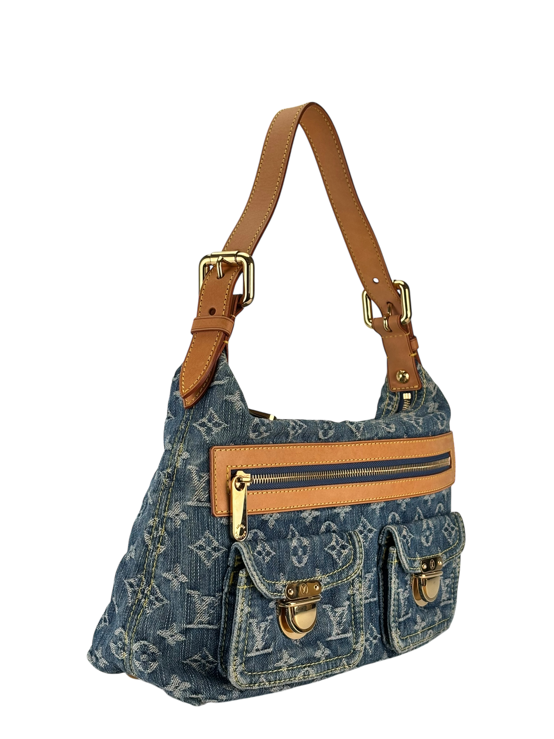 LOUIS VUITTON - Baggy PM Shoulder Bag Handbag Blue Monogram Denim