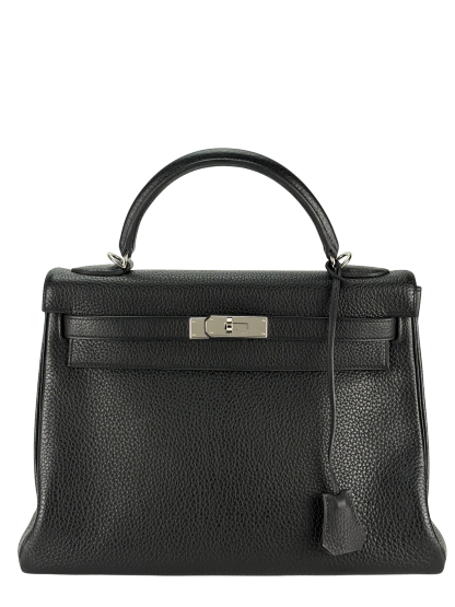 HERMES - Kelly 32 Black Togo Palladium Hardware