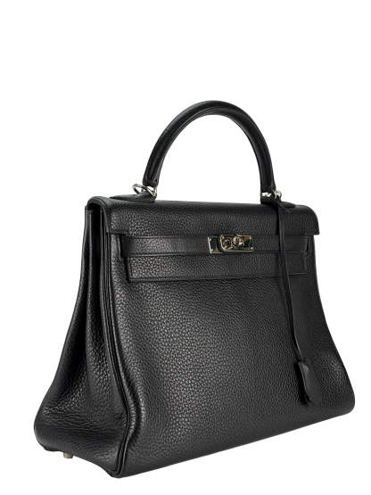 HERMES - Kelly 32 Black Togo Palladium Hardware