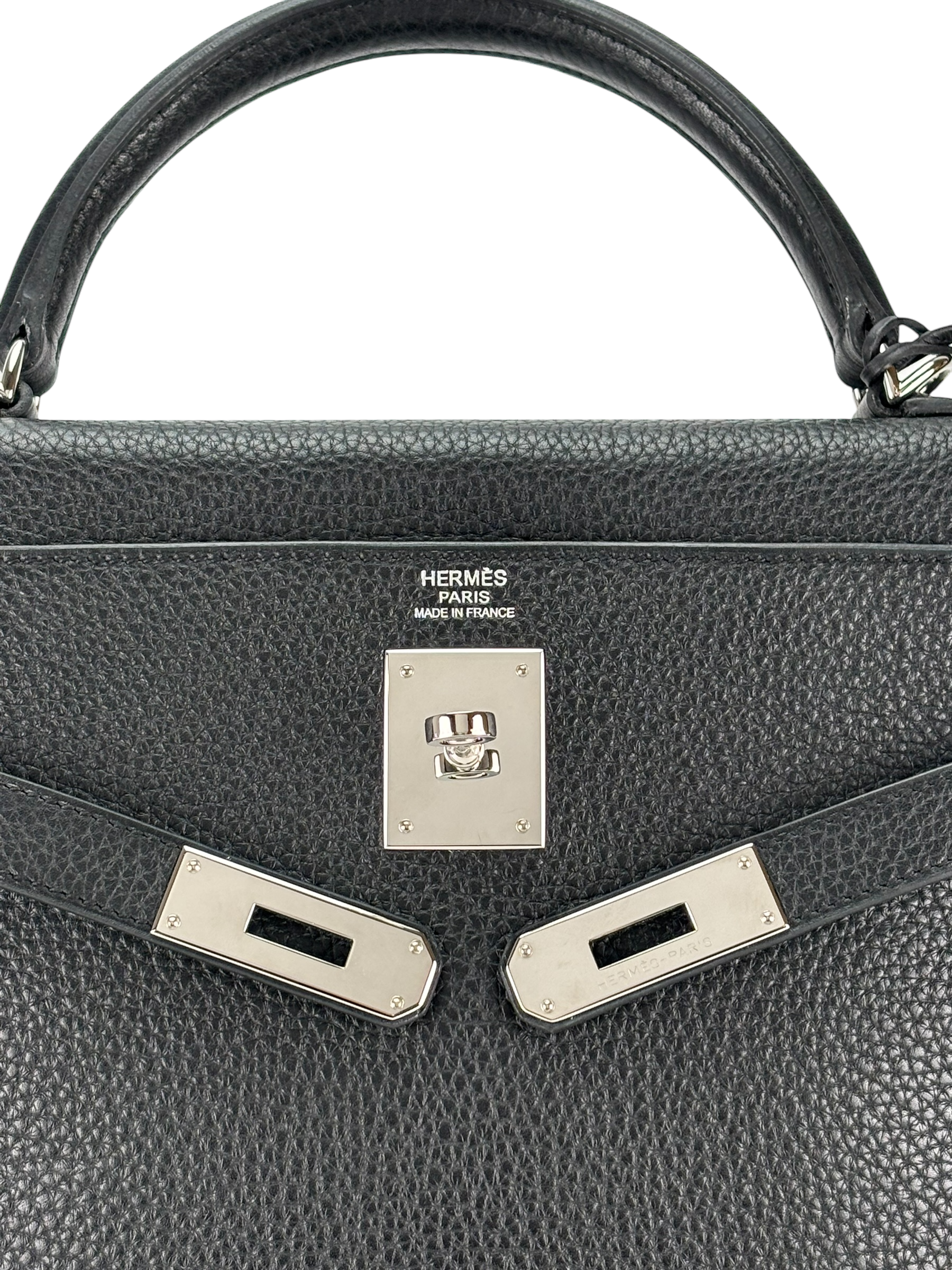 HERMES - Kelly 32 Black Togo Palladium Hardware