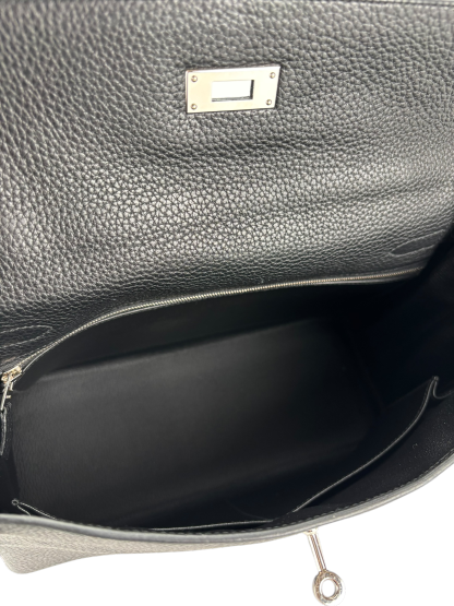 HERMES - Kelly 32 Black Togo Palladium Hardware