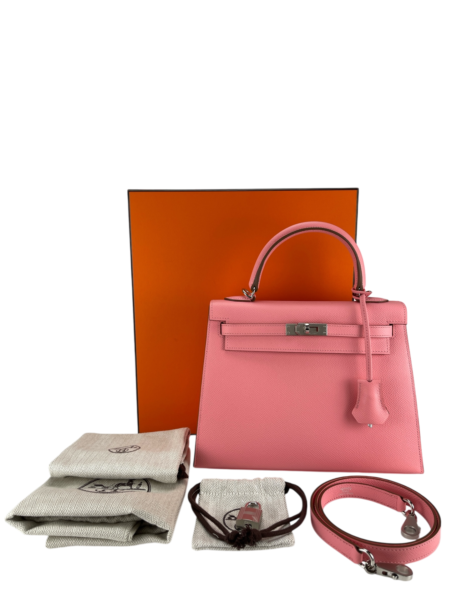 HERMES - Kelly 25 Rose Confetti Epsom Palladium Hardware