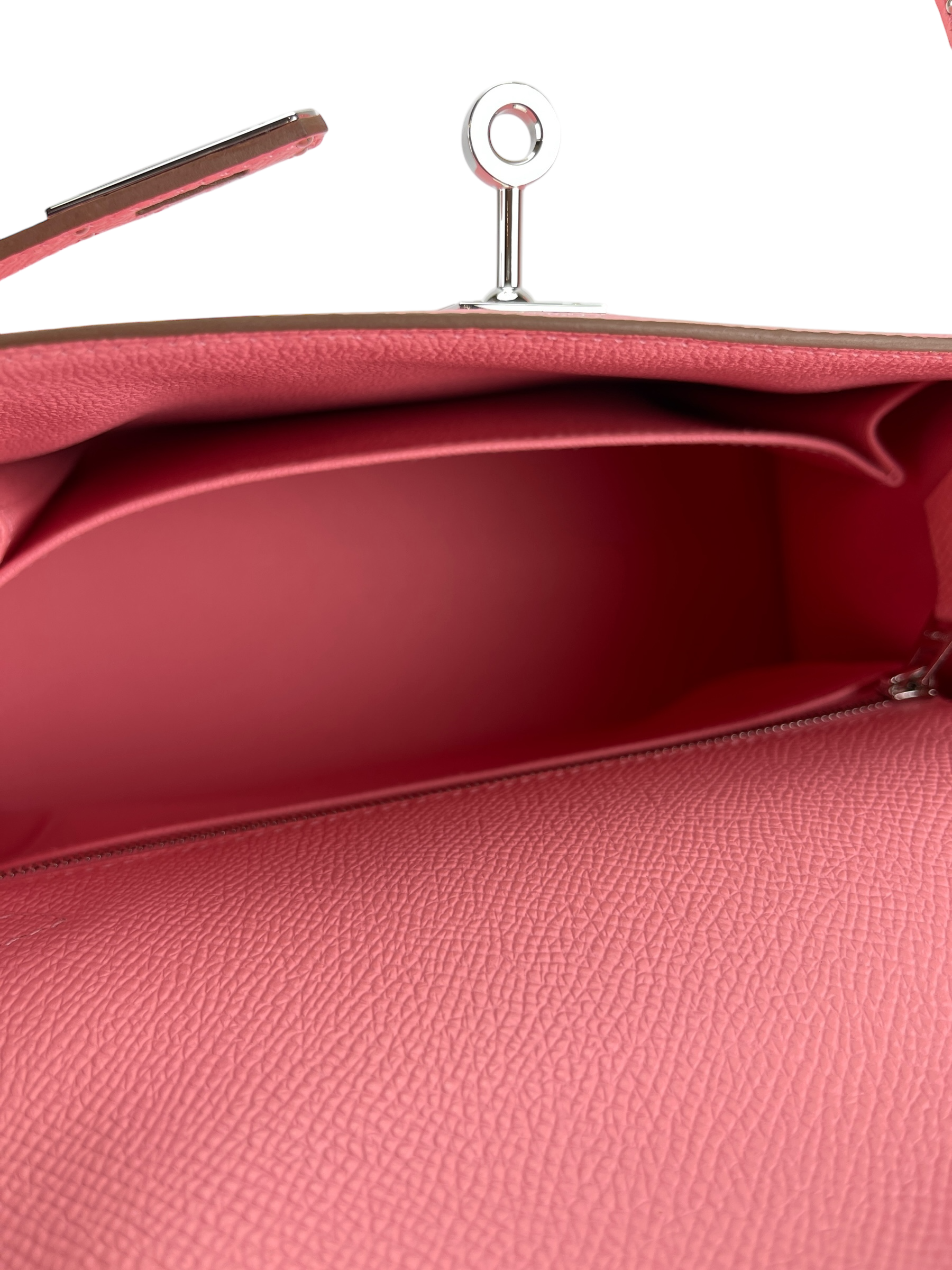 HERMES - Kelly 25 Rose Confetti Epsom Palladium Hardware 