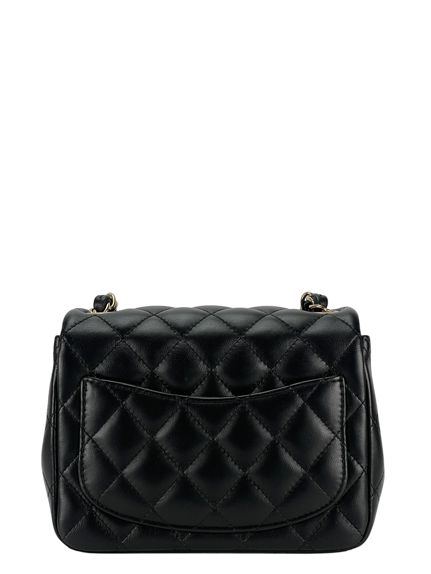 CHANEL - Mini Matlasse 17 Lambskin Single Flap Chain Bag Black Gold Hardware