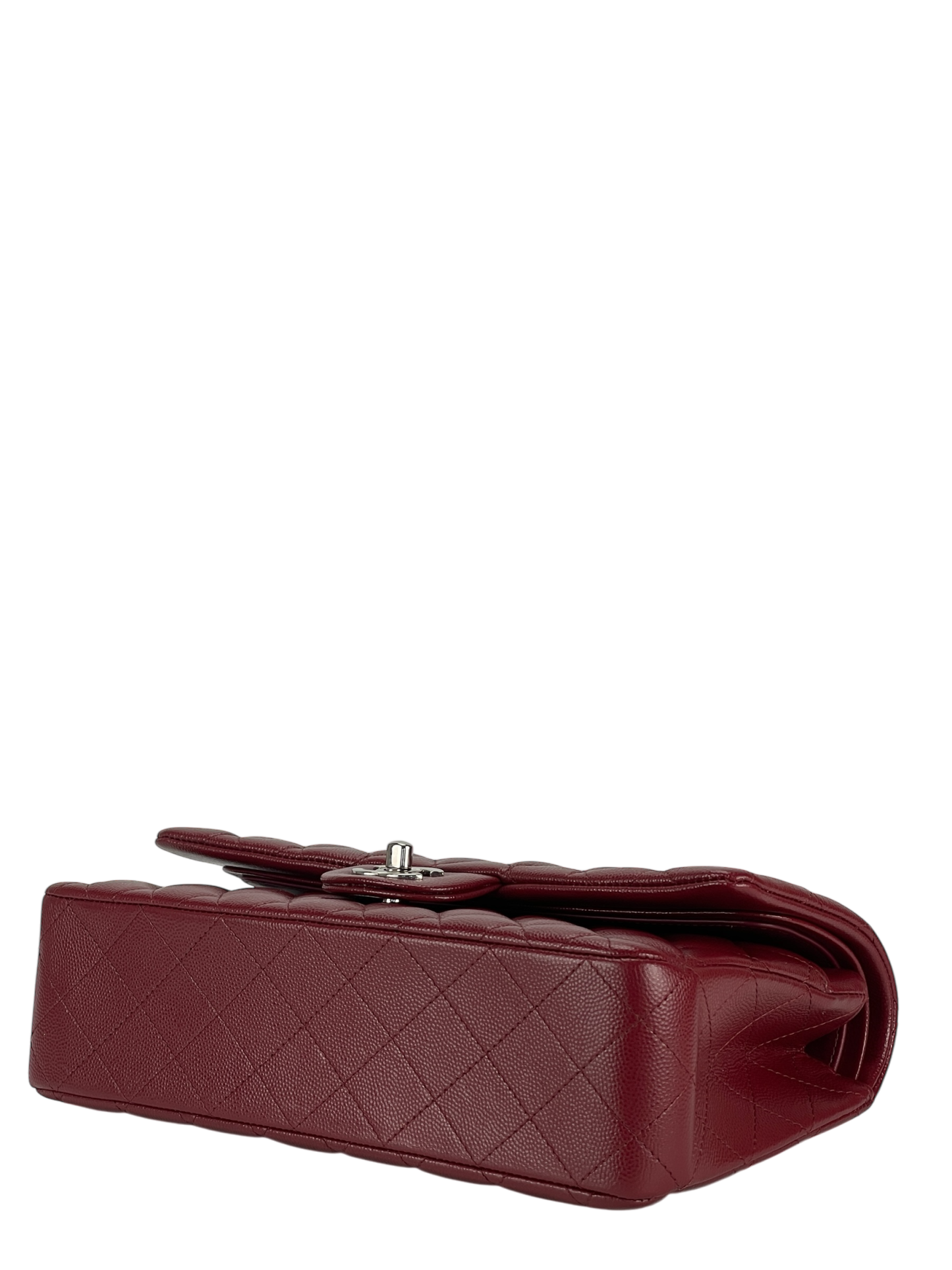 CHANEL - Medium Classic Double Flap Bag Red Caviar Sliver Hardware (CF25)