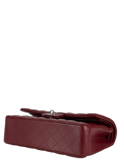 CHANEL - Medium Classic Double Flap Bag Red Caviar Sliver Hardware (CF25)
