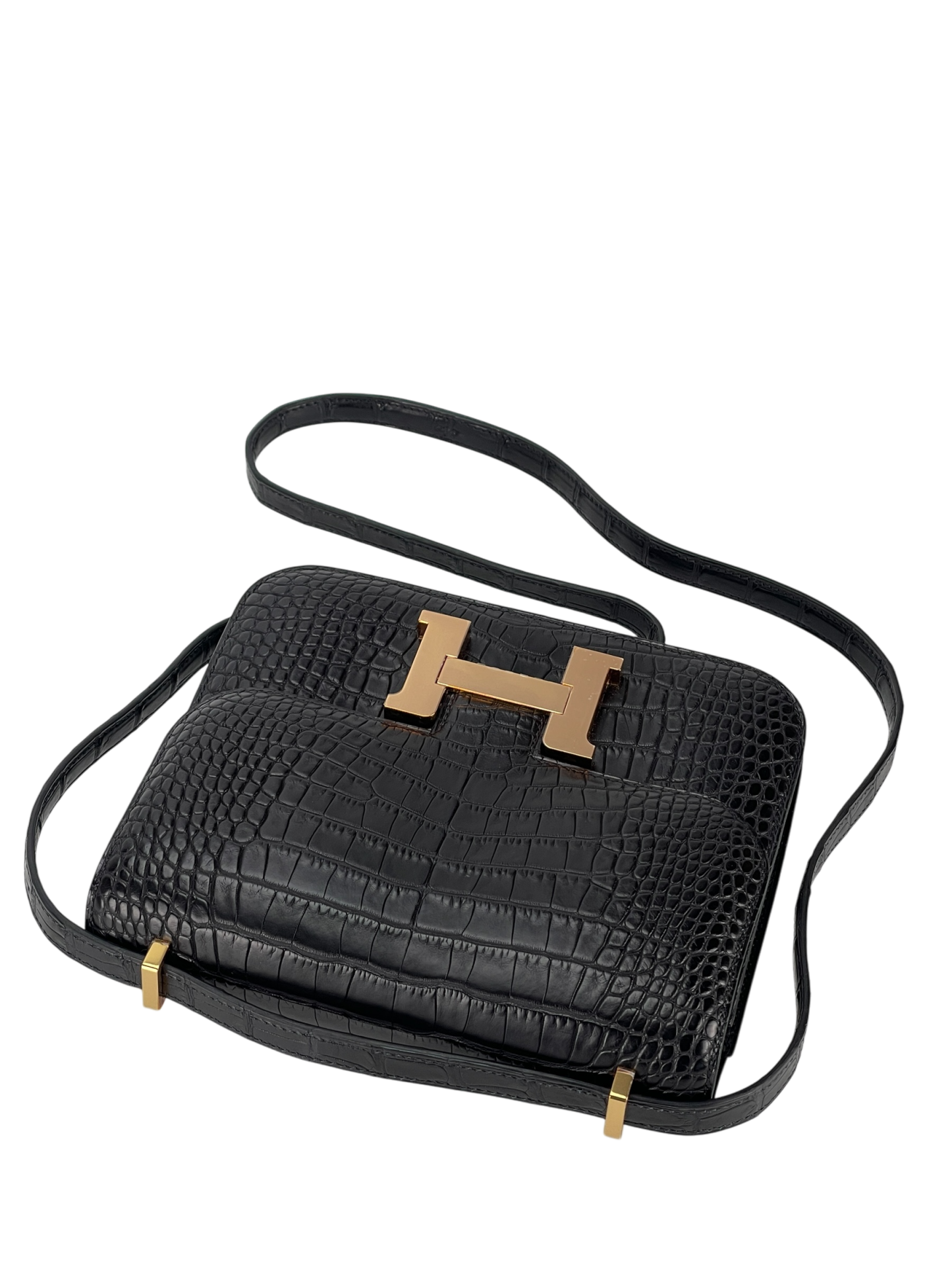 HERMES - Constance 19 Black Crocodile Permabrass Gold Hardware