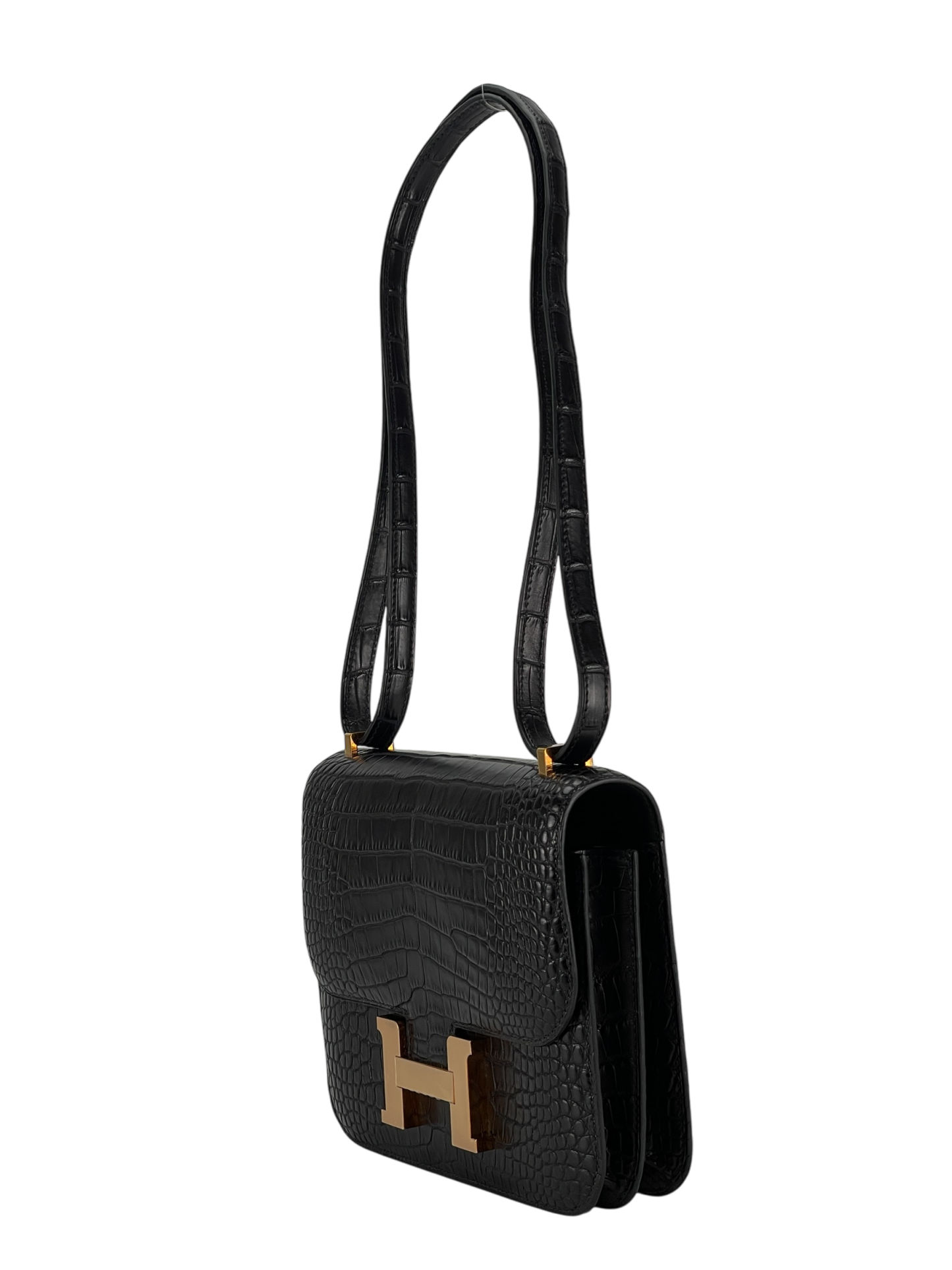 HERMES - Constance 19 Black Crocodile Permabrass Gold Hardware