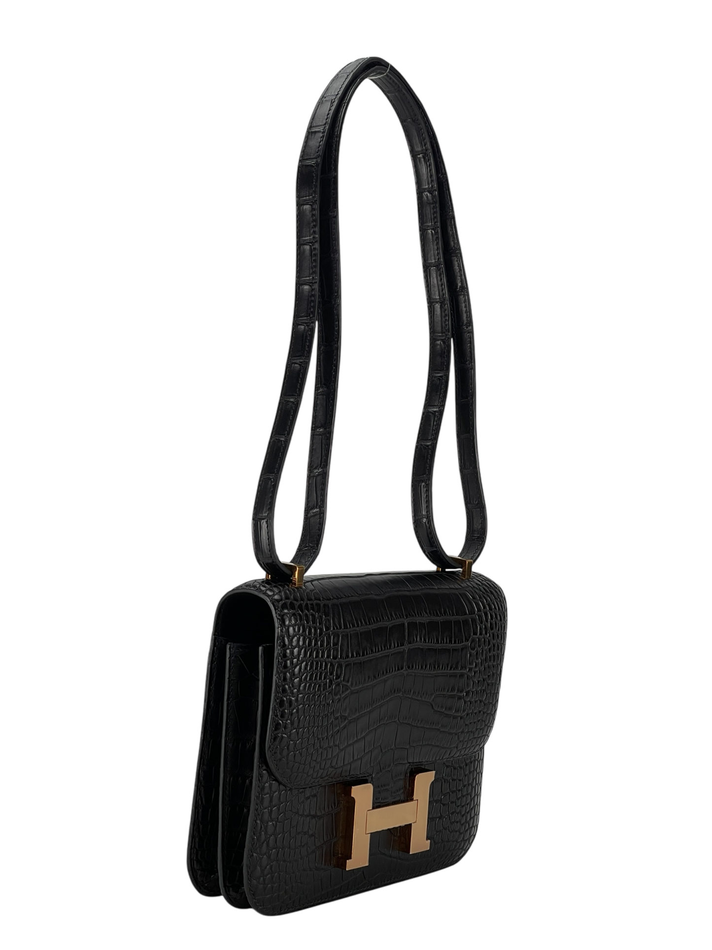 HERMES - Constance 19 Black Crocodile Permabrass Gold Hardware