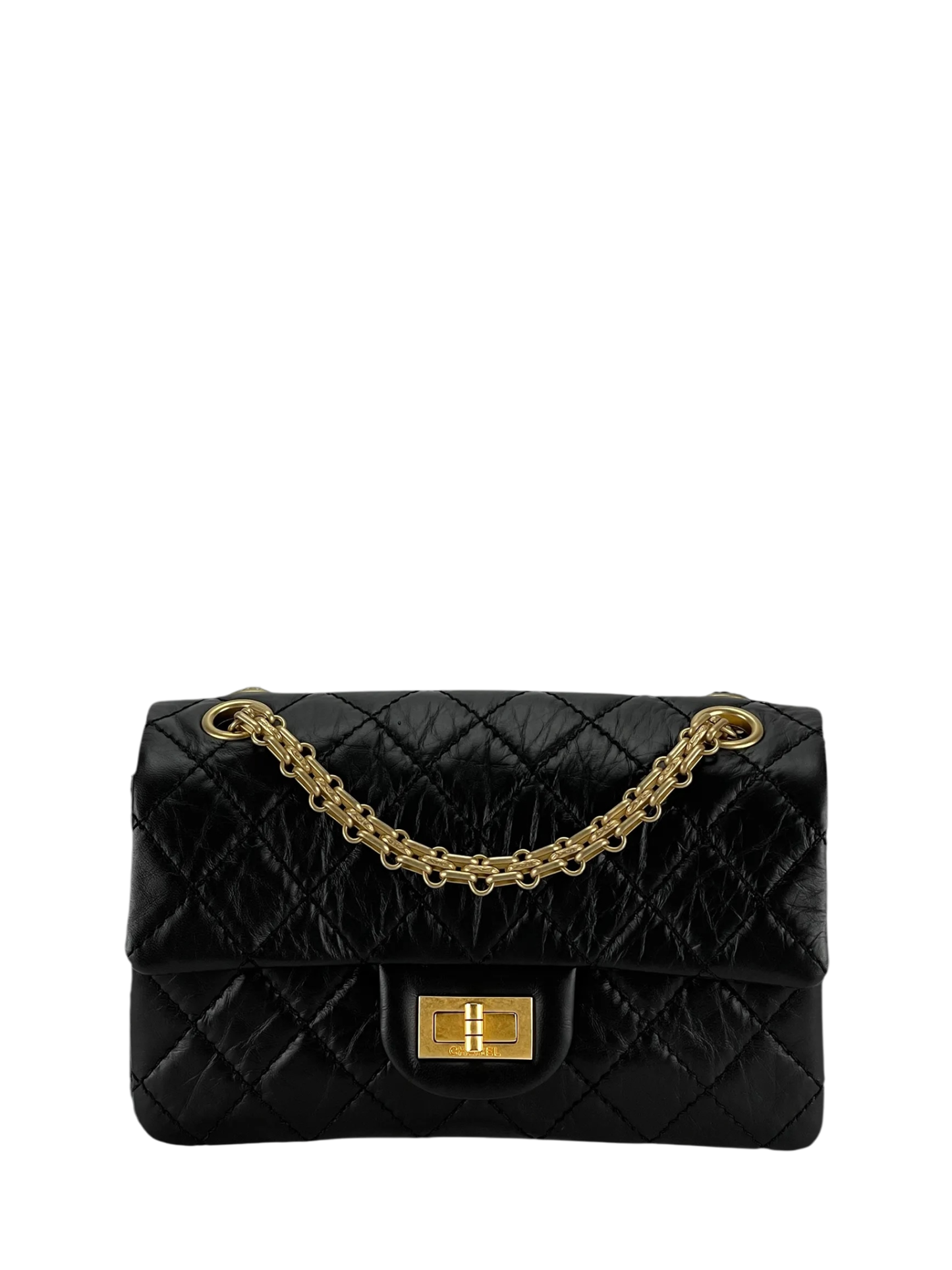 CHANEL - 2.55 Mini Flap Black Calfskin Gold Hardware