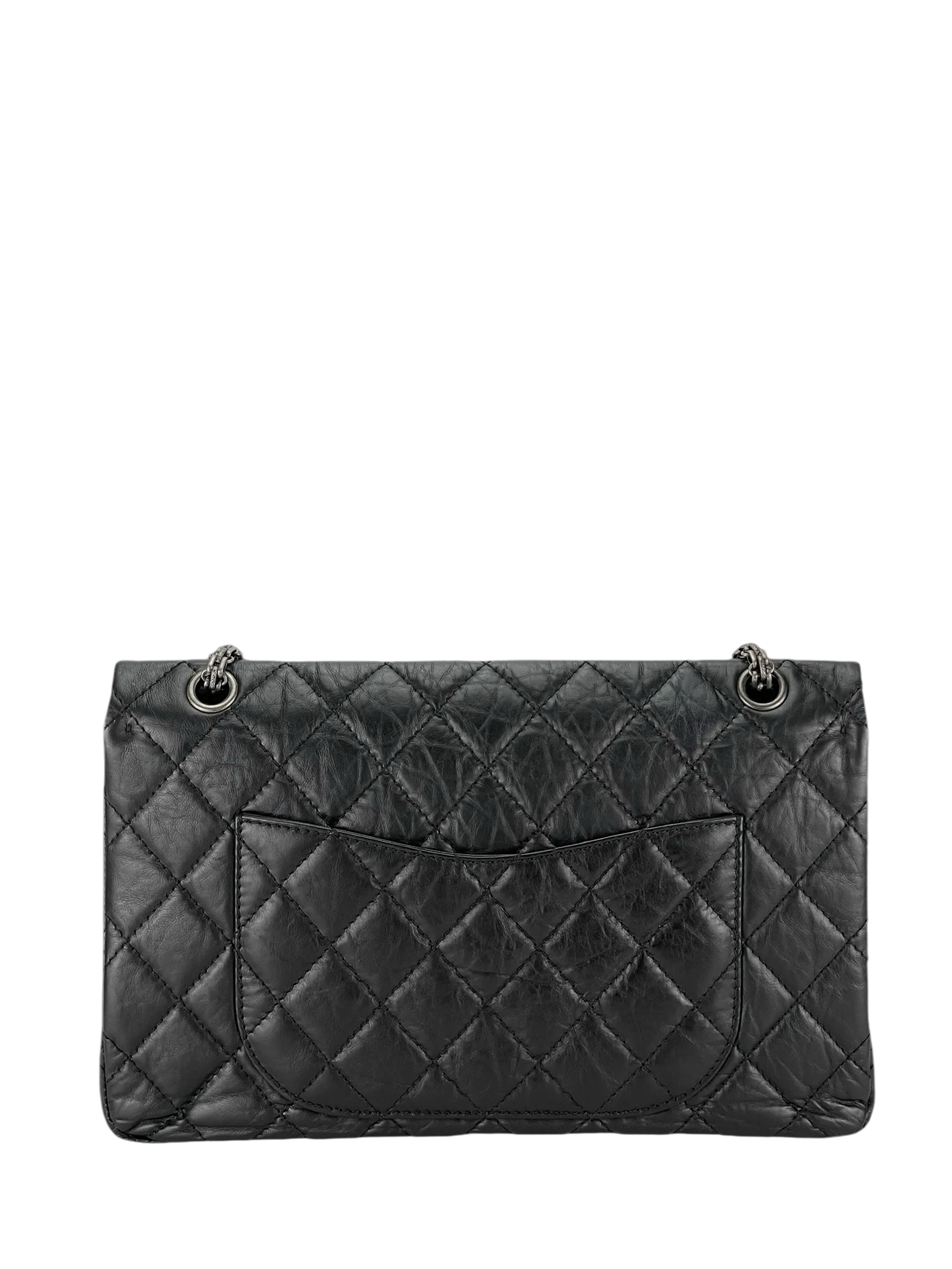 CHANEL - 2.55 Reissue 227 Flap Black Calfskin Quilted Ruthenium Hardware