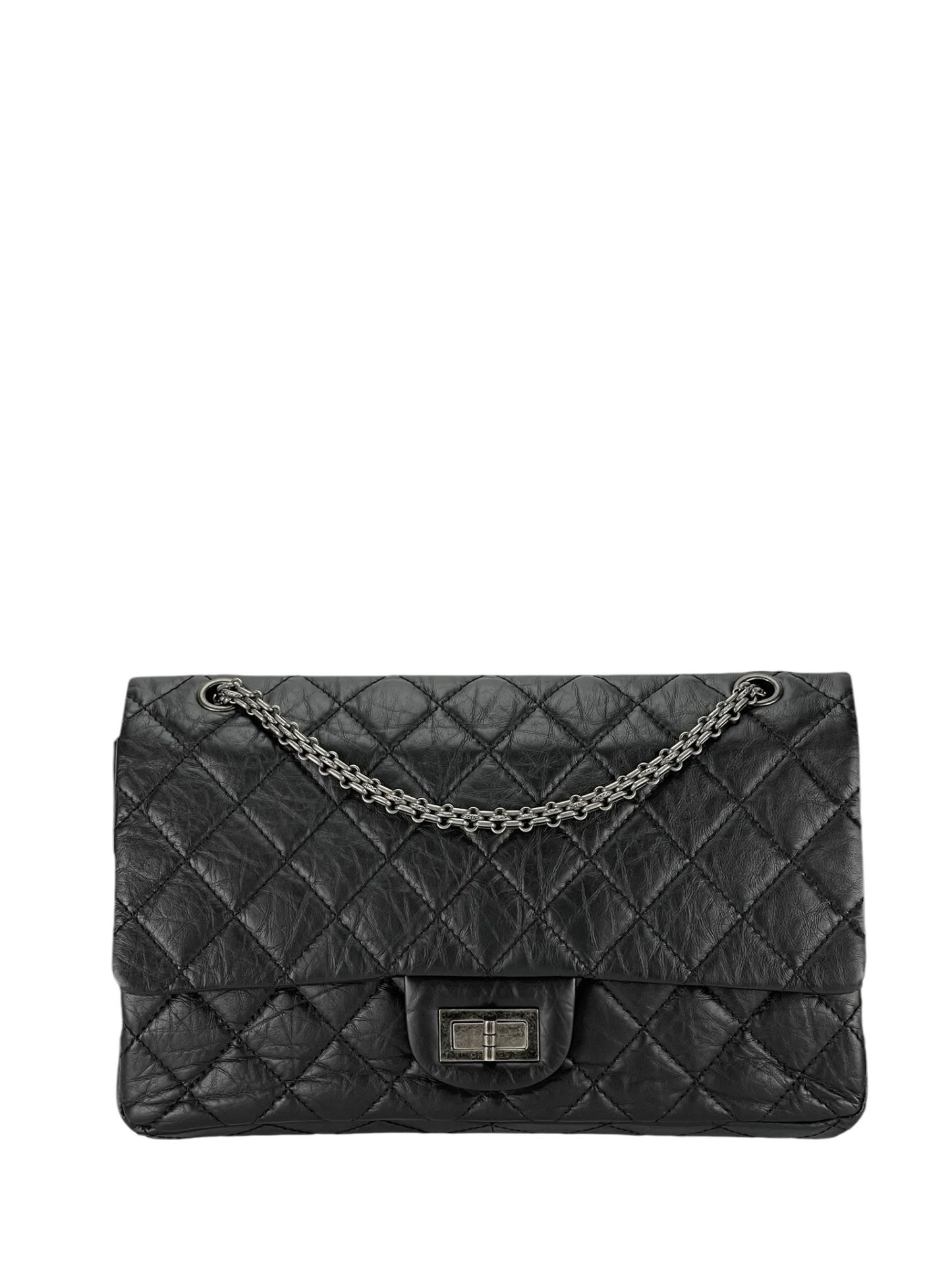 CHANEL - 2.55 Reissue 227 Flap Black Calfskin Quilted Ruthenium Hardware