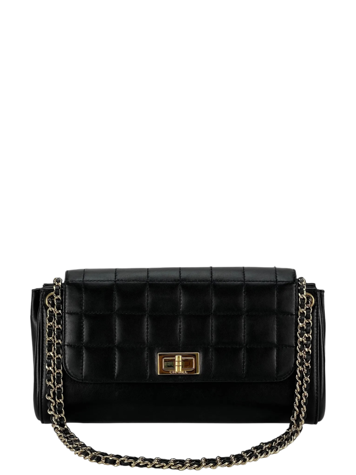 CHANEL - 2.55 Black Lambskin Choco Bar Shoulder Bag
