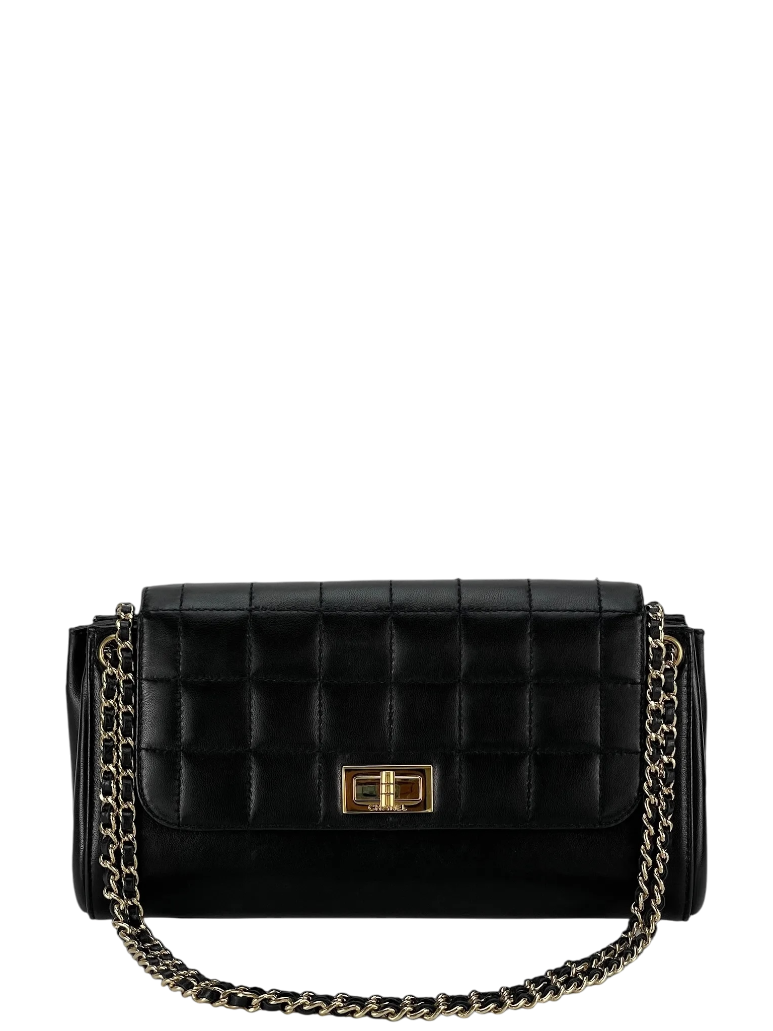 CHANEL - 2.55 Black Lambskin Choco Bar Shoulder Bag