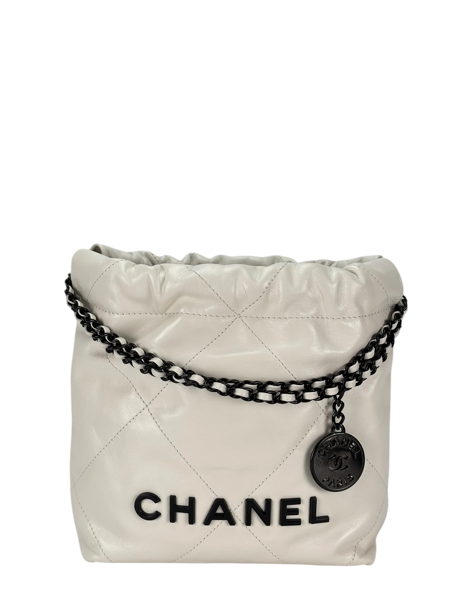 CHANEL - 22 Mini Bag White Calfskin Silver Hardware