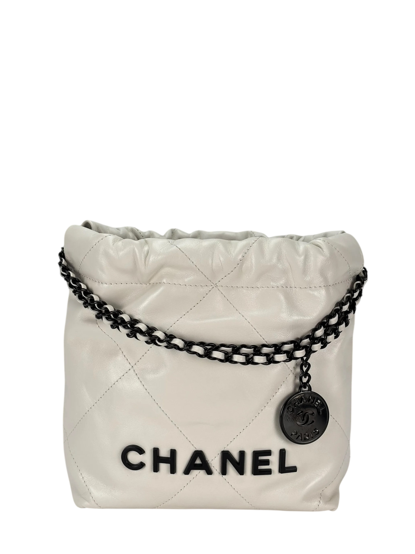 CHANEL - 22 Mini Bag White Calfskin Silver Hardware