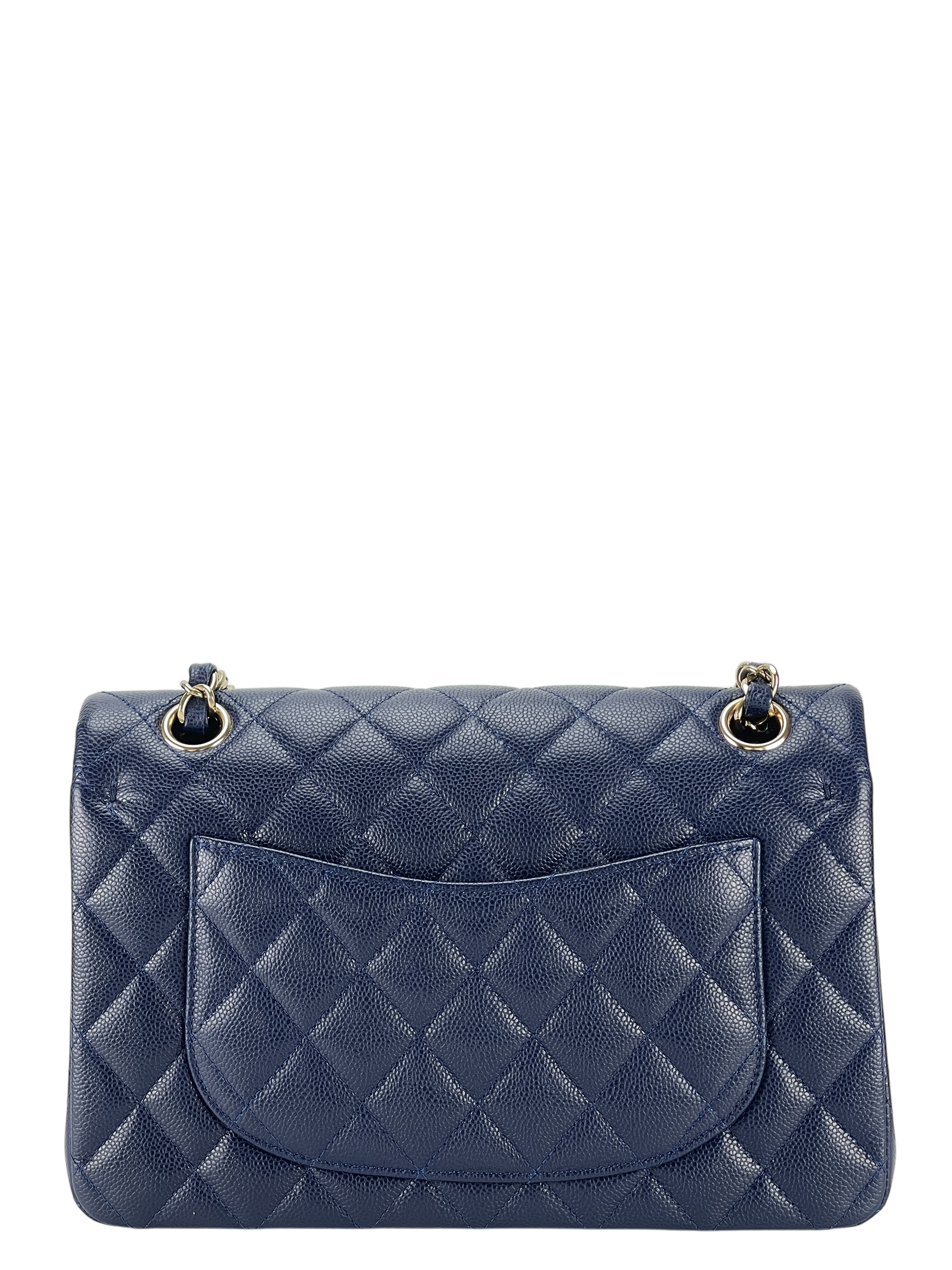 CHANEL - Small Classic Double Flap Bag Navy Caviar Gold Hardware (CF23)